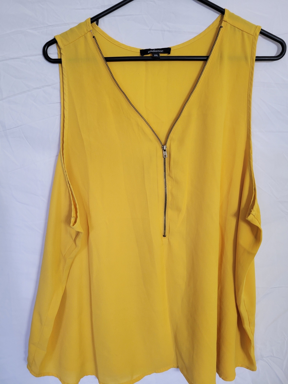 Ambiance Yellow Zip-Front Sleeveless Tank